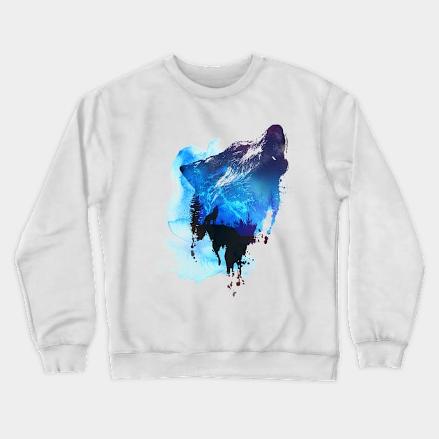 Alone As A Wolf Crewneck Sweatshirt by astronaut